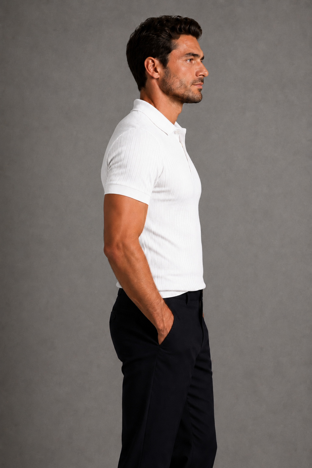Polo Ribbed Sport - Blanco