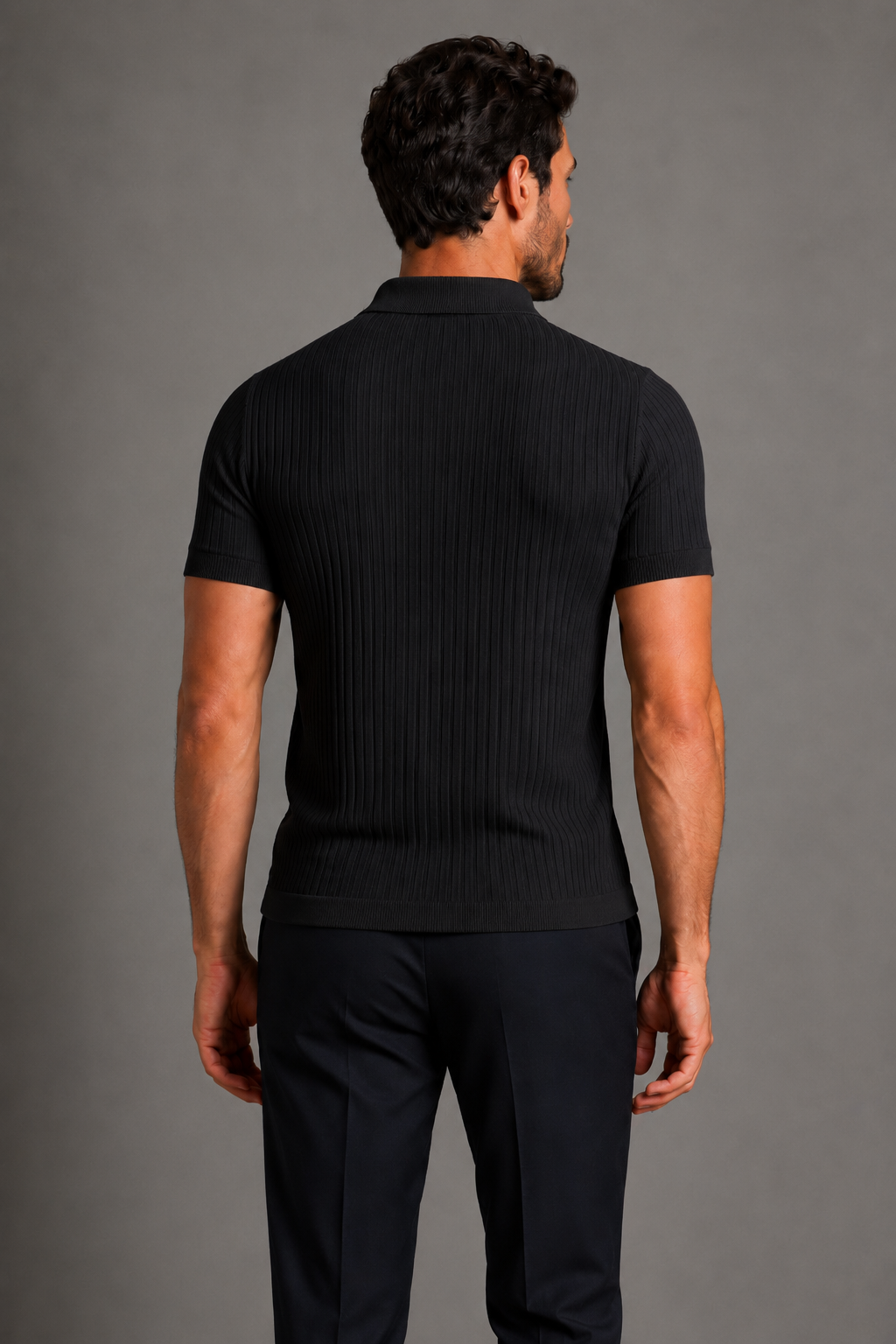Polo Ribbed Sport - Negro