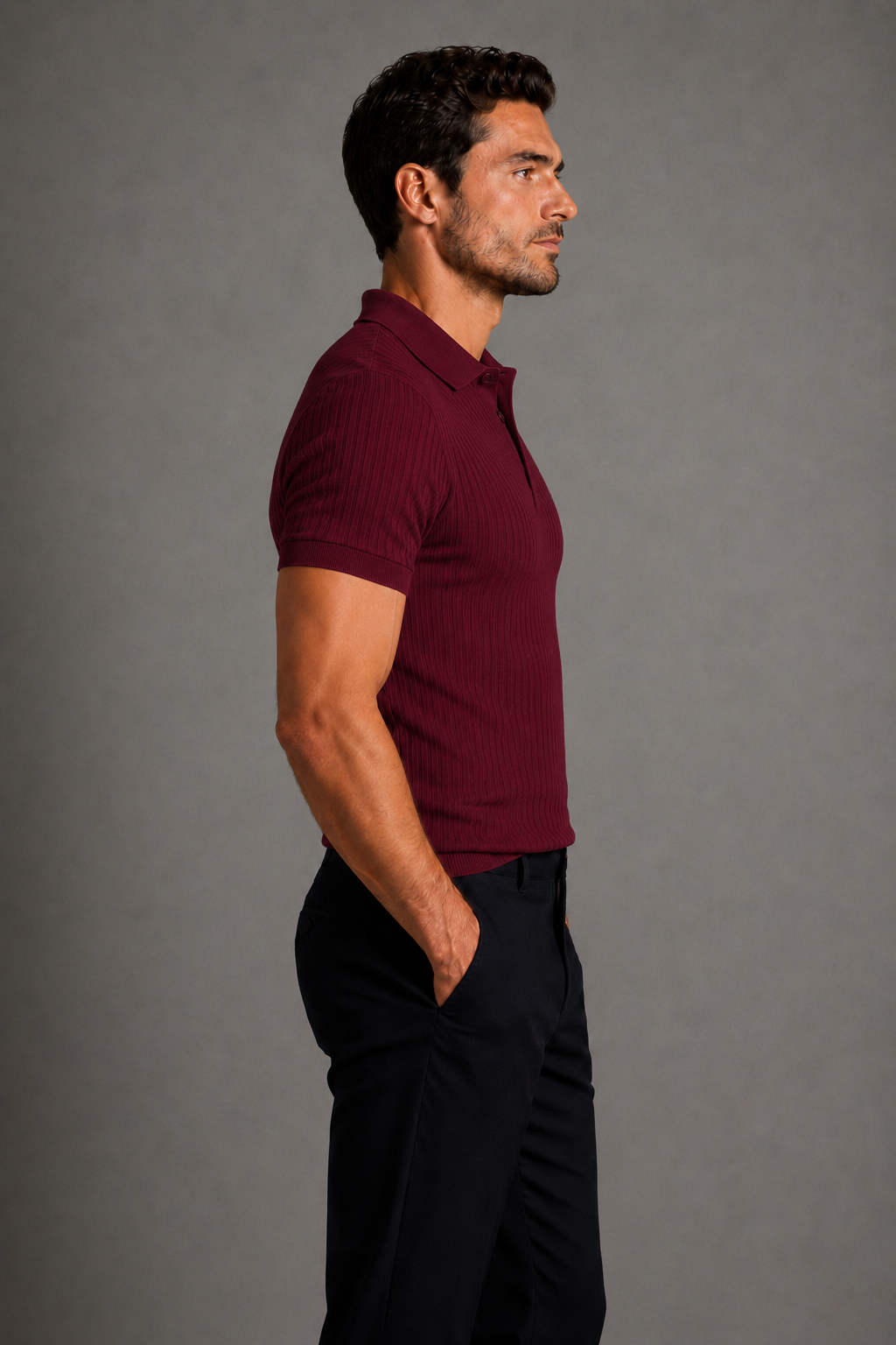 Polo Ribbed Sport - Granate