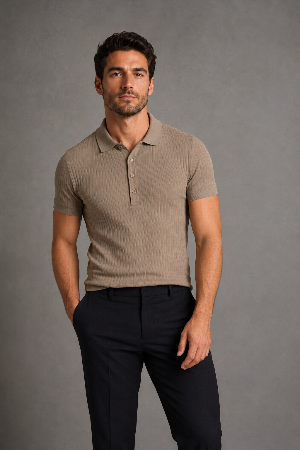 Polo Ribbed Sport - Caqui