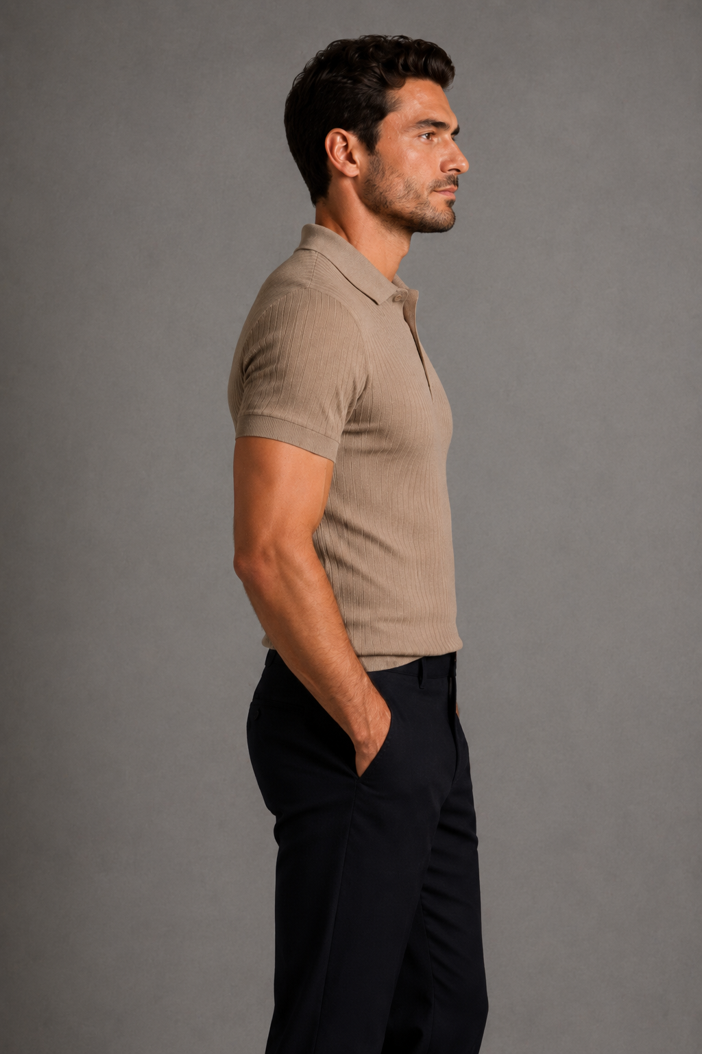 Polo Ribbed Sport - Caqui