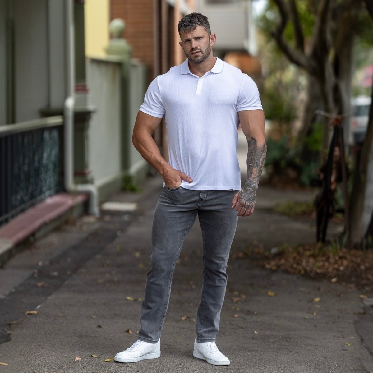 Active Tapered Slim Fit Jeans - Grey