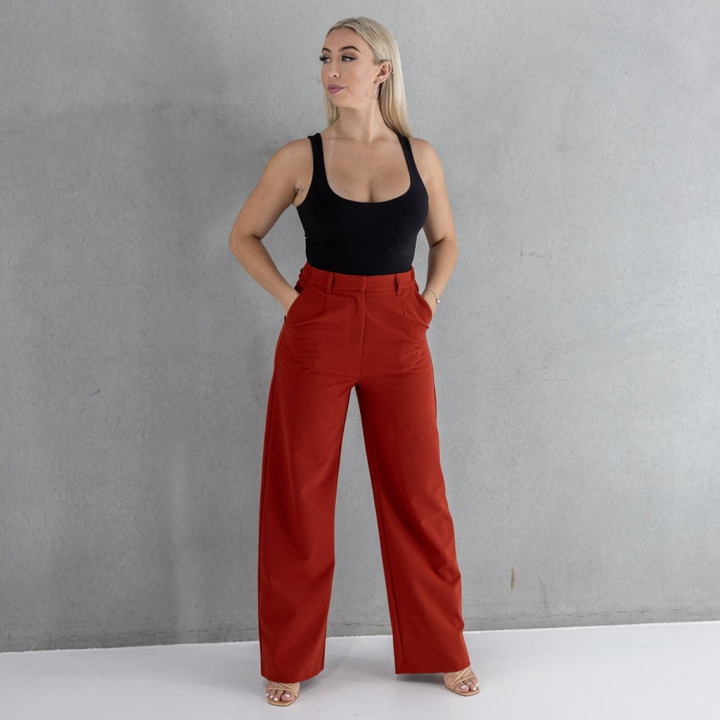 Impact Wide Leg Pants - Burnt Sienna