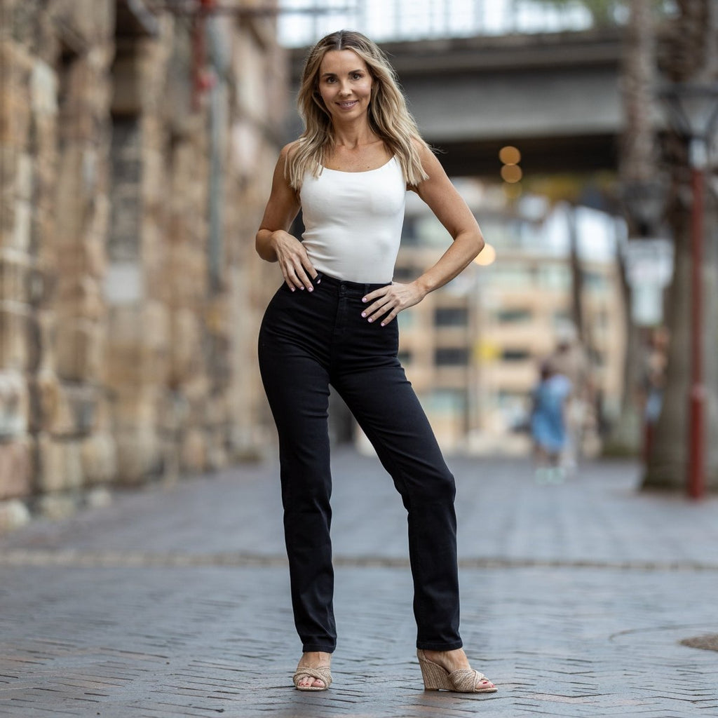 Impact High Waist Straight Leg Jeans - Black